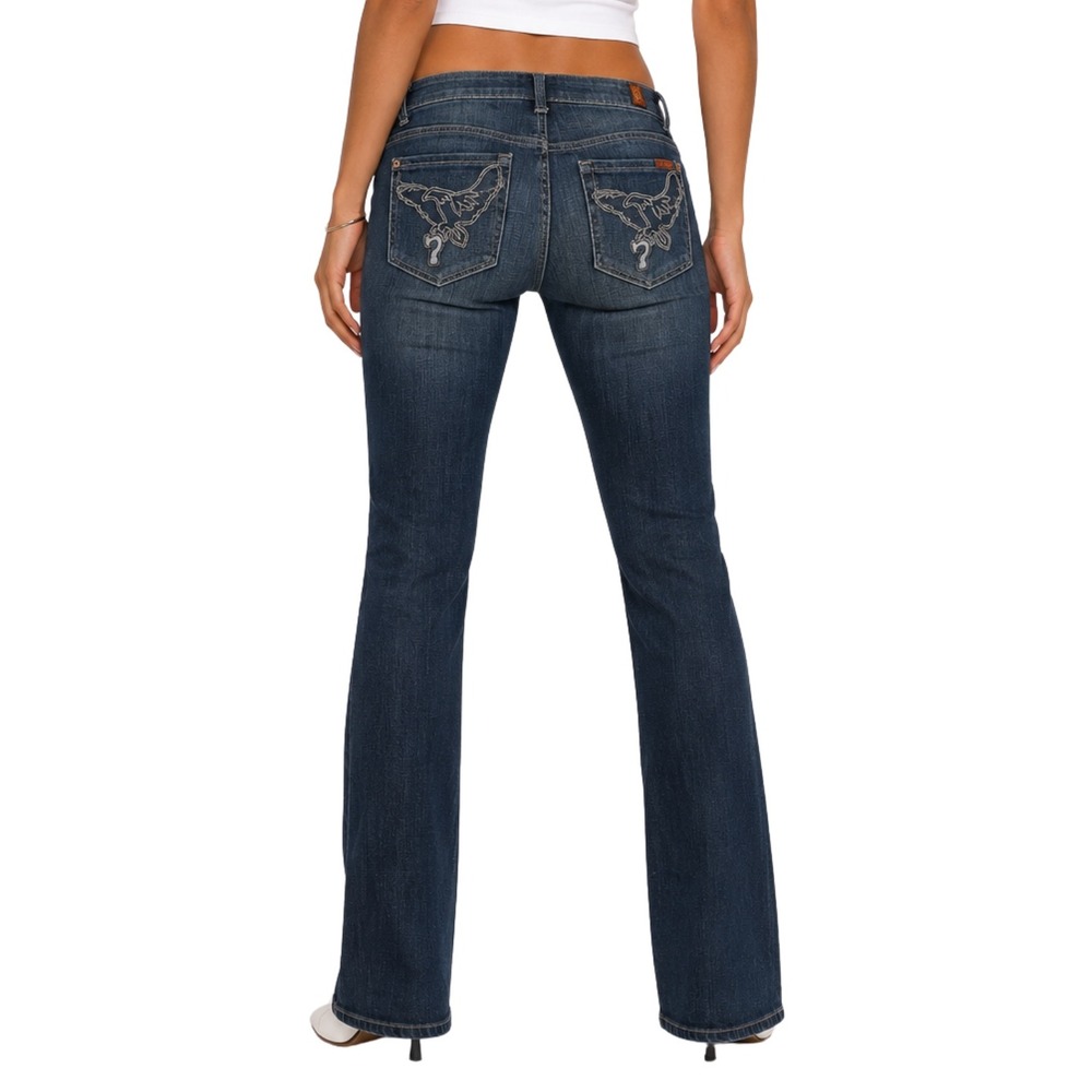 7 For‎ All Mankind Dojo Bootcut Eagle Embroidered Low Rise Denim Jeans Cotton 31